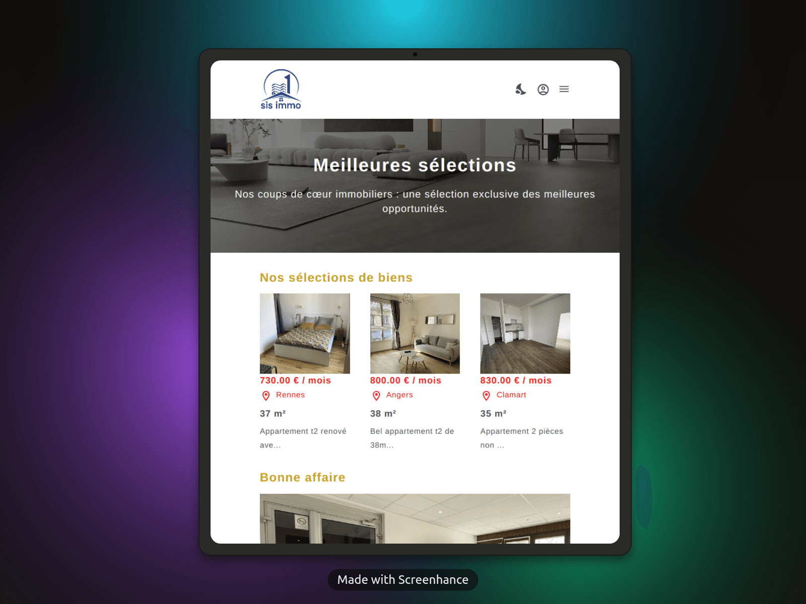 Applicaton web de locations immobilières
